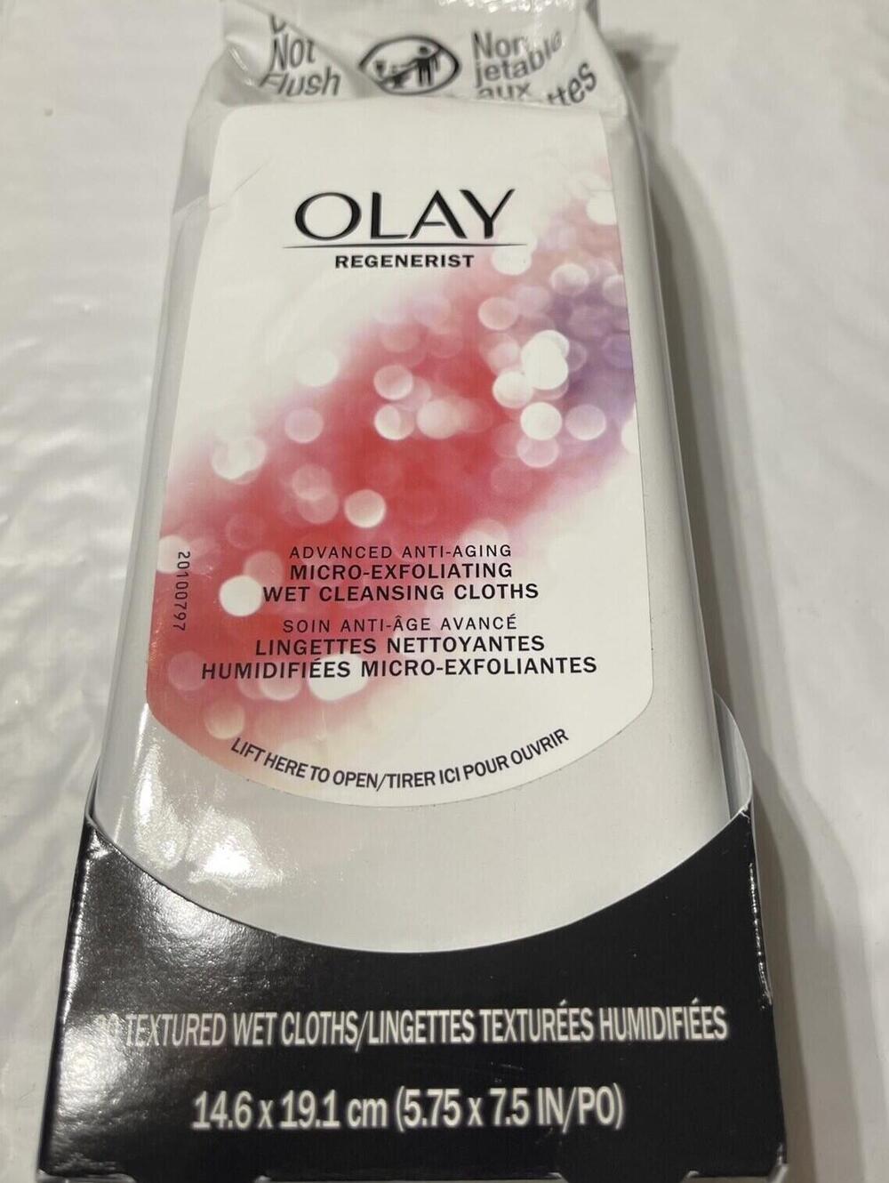 OLAY REGENERIST 2x Wet Cleansing Cloths Advanced Anti Aging Micro Exfoliating